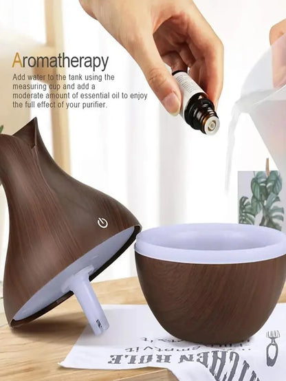 USB Electric Air Humidifier 130ML Mini Wood Grain Aroma Diffuser Essential Oil Aromatherapy Cool Mist Maker With LED For Home