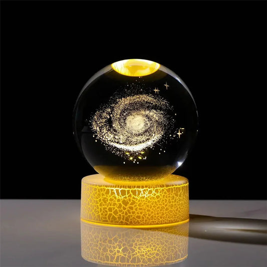 Bedside Lamp Solar Theme Cosmos Series 6cm Crystal Ball Night Light Milky Way Planet Moon Small Ornament for Desk Creative Gift