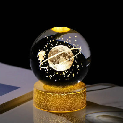 Bedside Lamp Solar Theme Cosmos Series 6cm Crystal Ball Night Light Milky Way Planet Moon Small Ornament for Desk Creative Gift