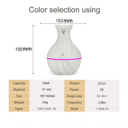 USB Electric Air Humidifier 130ML Mini Wood Grain Aroma Diffuser Essential Oil Aromatherapy Cool Mist Maker With LED For Home