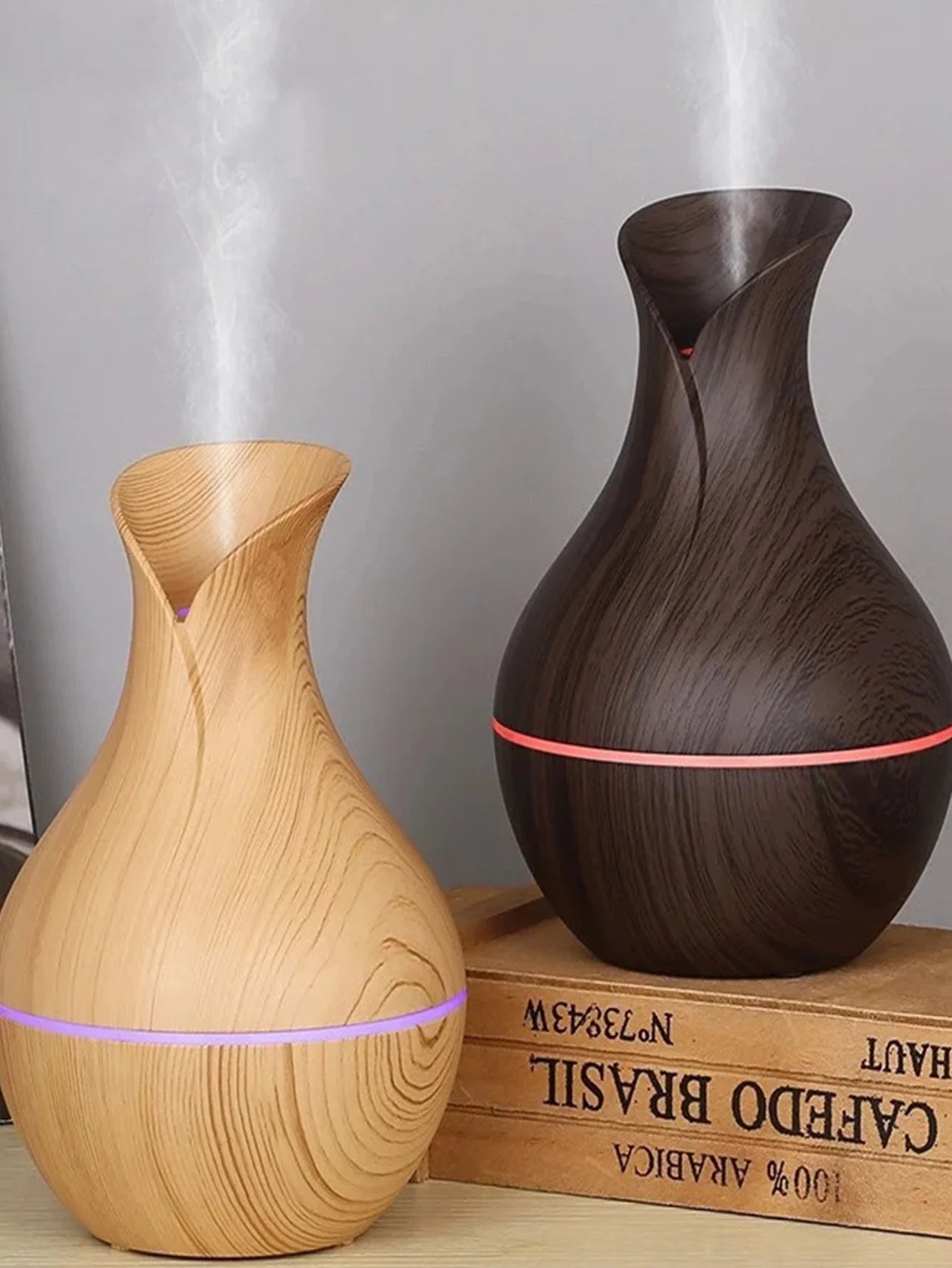 USB Electric Air Humidifier 130ML Mini Wood Grain Aroma Diffuser Essential Oil Aromatherapy Cool Mist Maker With LED For Home