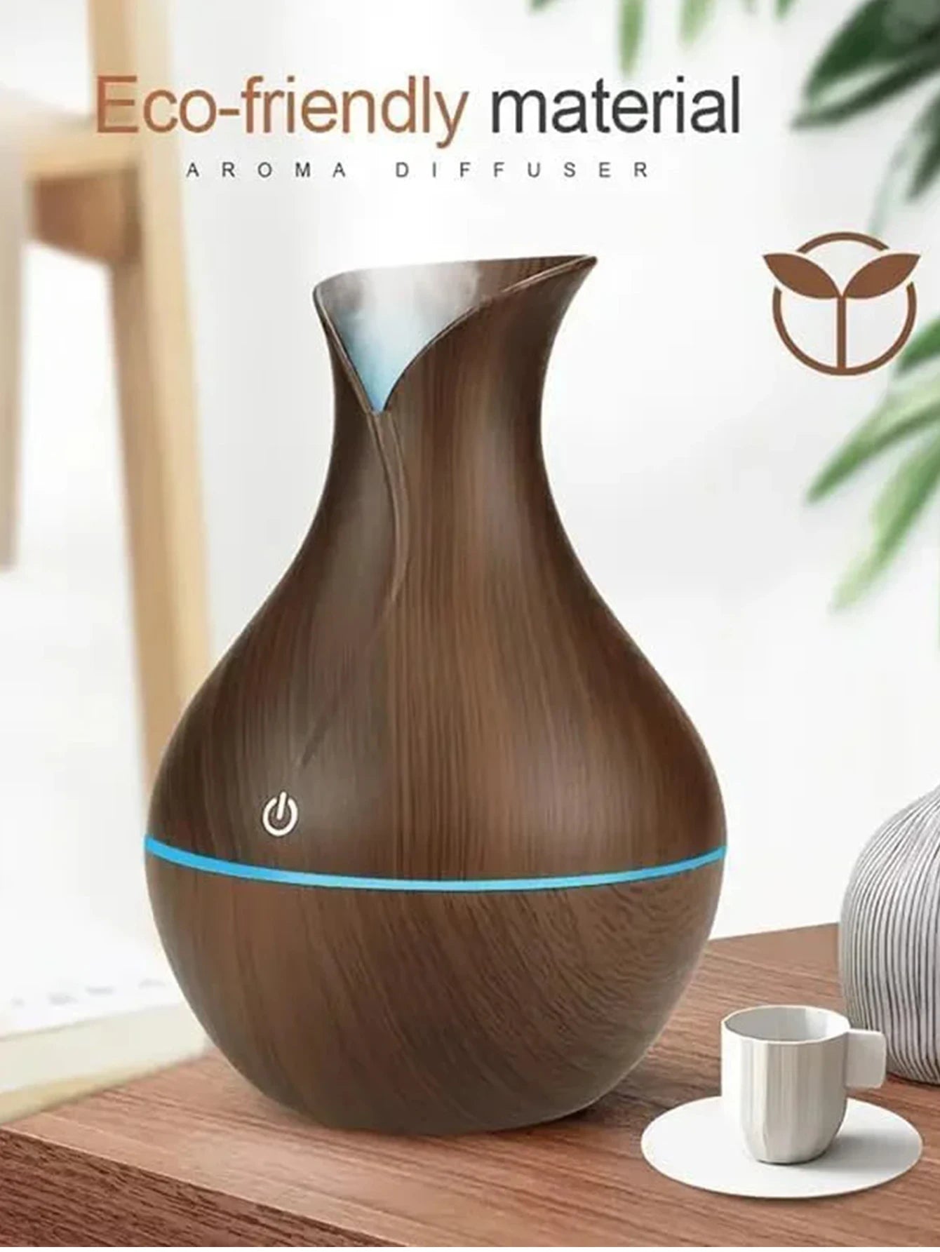 USB Electric Air Humidifier 130ML Mini Wood Grain Aroma Diffuser Essential Oil Aromatherapy Cool Mist Maker With LED For Home