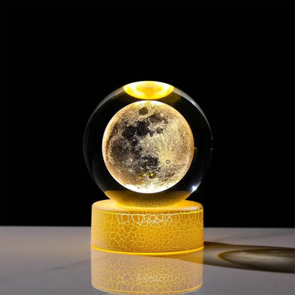 Bedside Lamp Solar Theme Cosmos Series 6cm Crystal Ball Night Light Milky Way Planet Moon Small Ornament for Desk Creative Gift